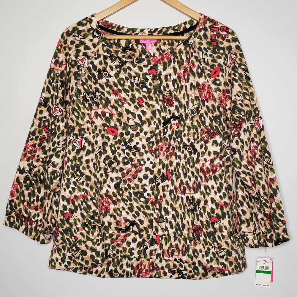 Betsey Johnson Girly Camo Pj Loungewear Top